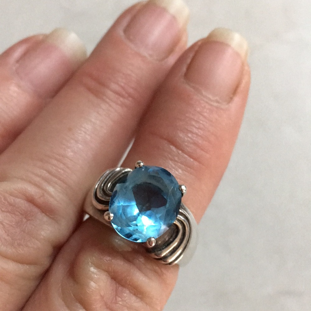 Blue topaz solid sterling ring